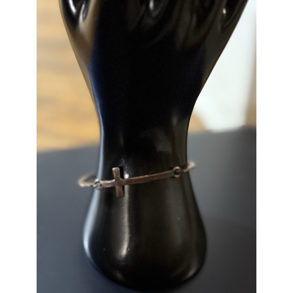 Cross Brass Bracelet Bangle Sideways 8” Religious Christian